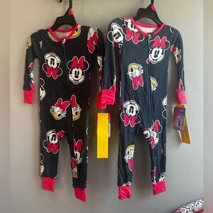 2 Disney Minnie Mouse Kids Footies - Black and Red   New